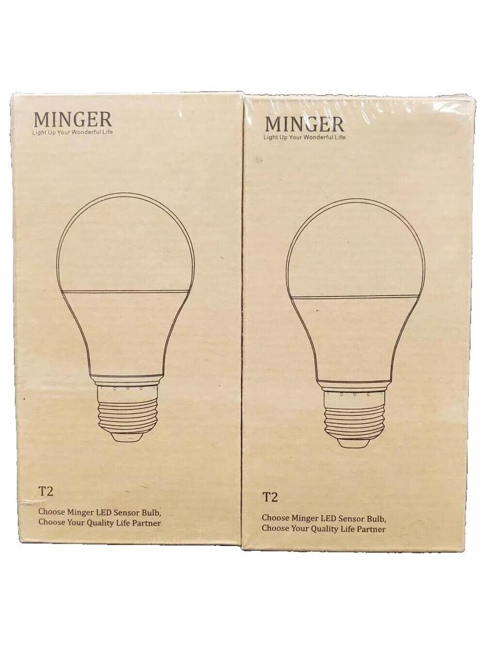 MINGER T2 LED Sensor Bulb 10W 900lm 2-Pack Lot of 3 New Sealed